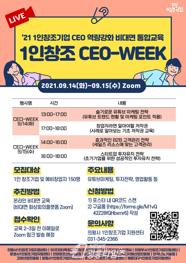 의왕시1인창조기업 비대면 통합교육 CEO WEEK(제공=의왕시)