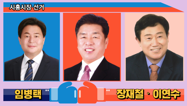 더불어민주당 임병택 현 시흥시장, 국민의힘 장재철 시흥을 당원협의회 위원장, 무소속 이연수 전 시흥시장