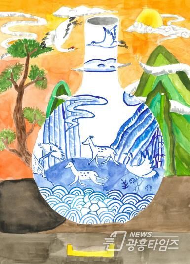 대상_이서윤(한아람초4)_우리 가족의 장수를 기원하는 백자청화십장생문항아리