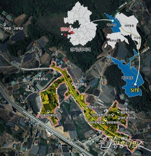 '2025년 경기 더드림 재생사업' 공모에 선정된 안산시 대부북동 대상지 위치도.