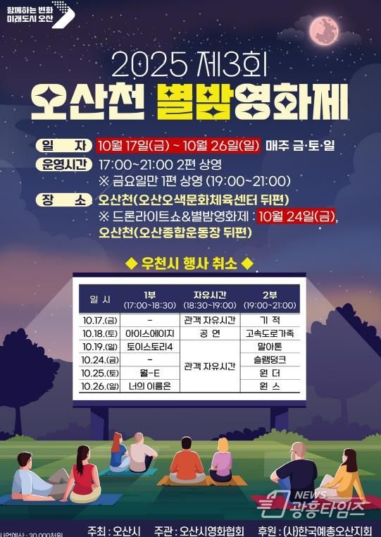 오산시, '2025 제3회 오산천 별밤영화제' 개최