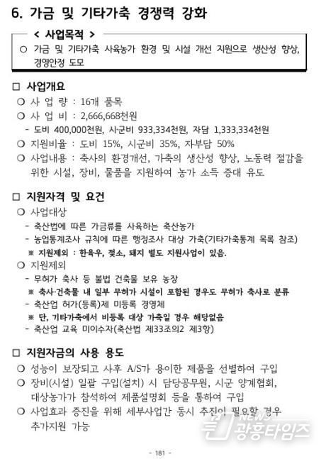 가금 및 기타가축 경쟁력 강화