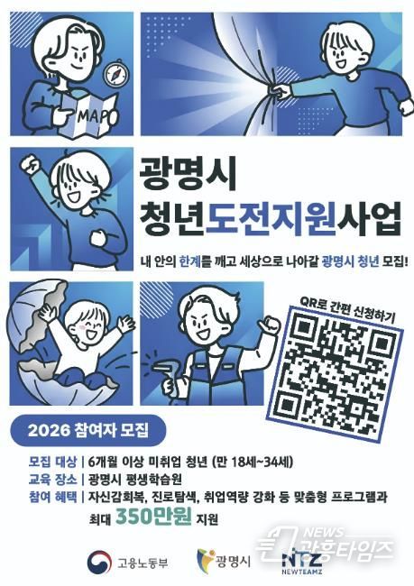 '광명시 청년도전지원사업' 참여자 모집 안내문.